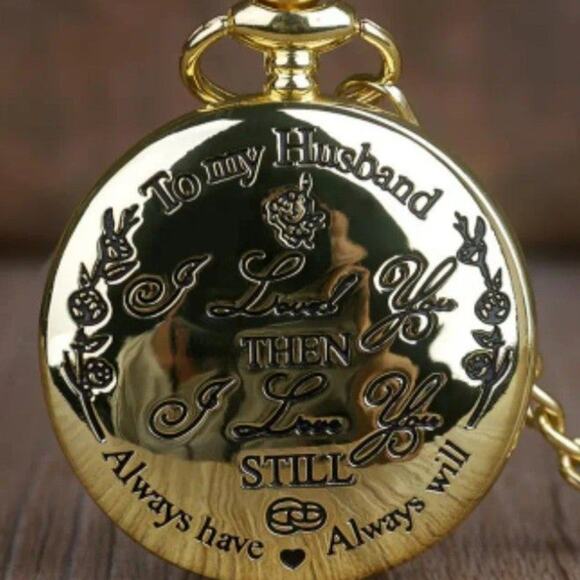 Husband Gold Pocket Watch I love You Anniversary Birthday Christmas Gift - NEW!! main image 4